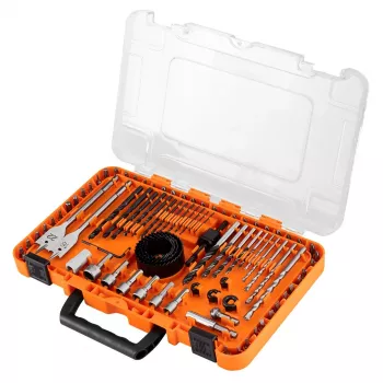 NEO TOOLS 90-elementowy zestaw wierteł i bitów śrubokrętowych z nasadkami i otwornicami