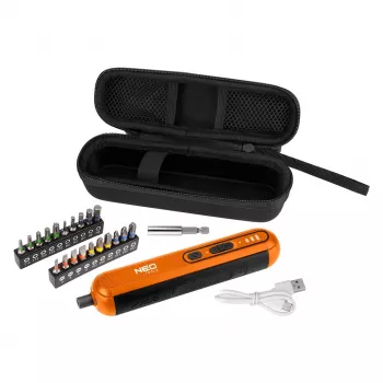 NEO TOOLS 04-199 Wkrętarka akumulatorowa 4V Li-Ion USB-C z 6 bitami i światłem LED