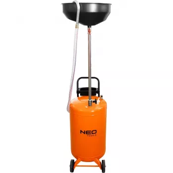 NEO TOOLS 10-810 Mobilny zbiornik na olej, grawitacyjny, zbiornik 70 L, opróżnianie pneumatyczne, misa spustowa 420 mm, regulacja wysokości 1000-1600 mm