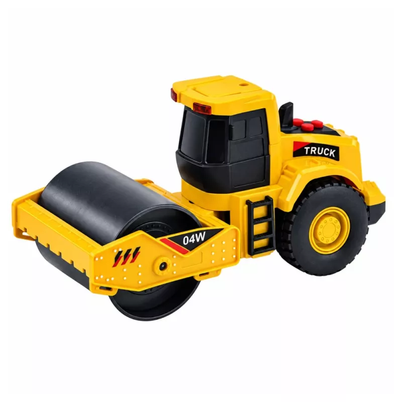 LEAN TOYS Walec drogowy Pojazd budowlany w skali 1:32 z obracającym się walcem, światłami i dźwiękami, żółty
