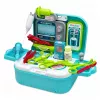 LEAN TOYS 2-w-1 Zestaw medyczny w walizce, Przenośny gabinet lekarski, Akcesoria, Niebieski