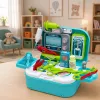 LEAN TOYS 2-w-1 Zestaw medyczny w walizce, Przenośny gabinet lekarski, Akcesoria, Niebieski
