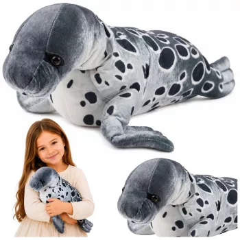 LEAN TOYS Realistyczna maskotka pluszowa Foka, szara, 50 cm