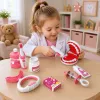LEAN TOYS Mały zestaw dentystyczny z wibrującą szczoteczką do zębów, różowy, 15 szt.