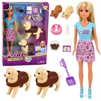LEAN TOYS Anlily Big Dogs Lalka Zestaw Akcesoriów do Pielęgnacji Zwierząt