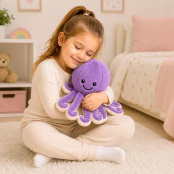 LEAN TOYS Pluszowa Ośmiornica Przytulanka z Elastycznymi Mackami Fioletowa 30 cm