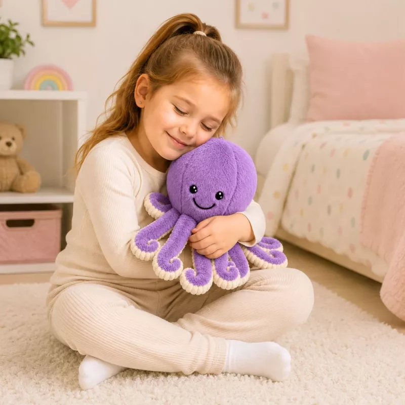 LEAN TOYS Pluszowa Ośmiornica Przytulanka z Elastycznymi Mackami Fioletowa 30 cm