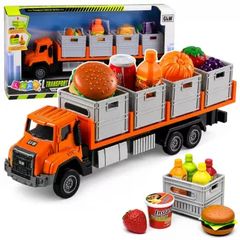 LEAN TOYS Pomarańczowy Food Truck Transportowy 1:55 Model Odlewany