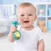LEAN TOYS Zestaw grzechotek z miękką piłką – żółty i zielony, 2 sztuki