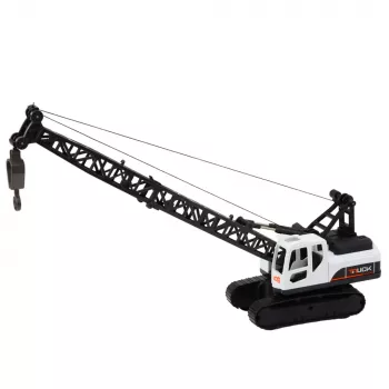 LEAN TOYS Gąsienicowy żuraw budowlany z obrotem 360° i ruchomym hakiem, biały