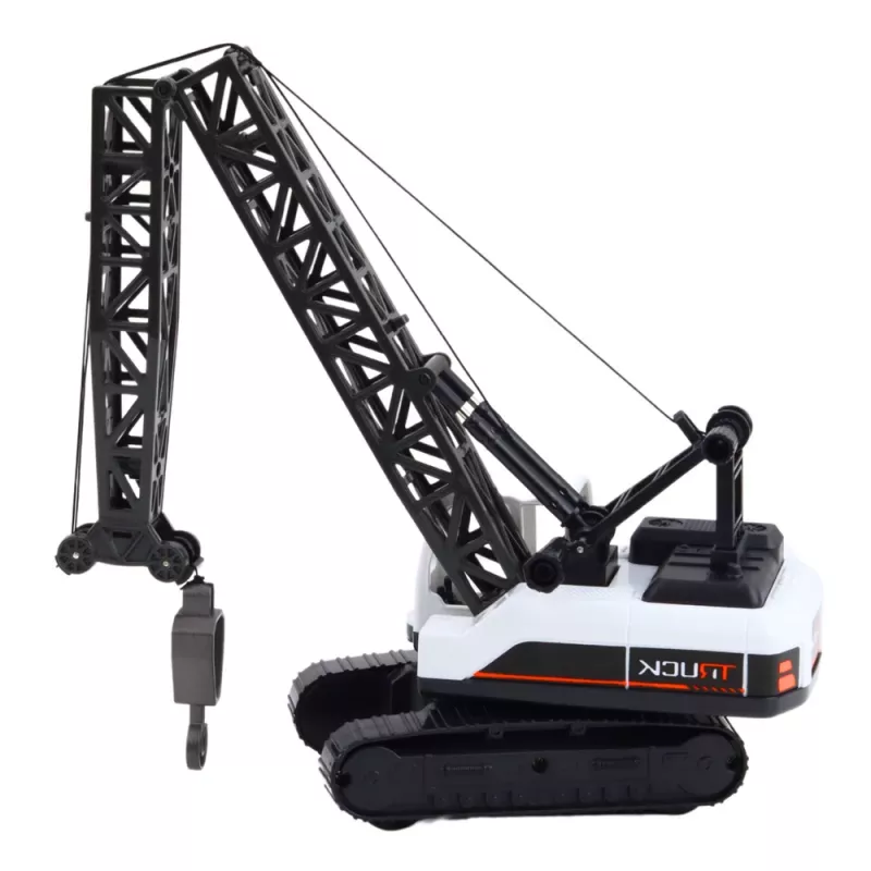 LEAN TOYS Gąsienicowy żuraw budowlany z obrotem 360° i ruchomym hakiem, biały