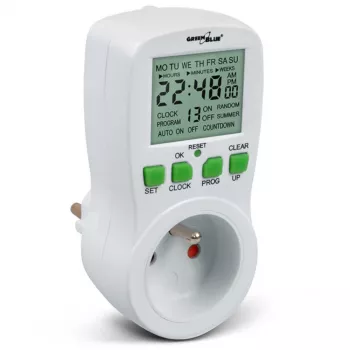 GreenBlue GB107 Cyfrowy programowalny wyłącznik czasowy 16 programów 230V 16A Schuko