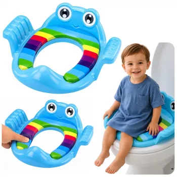 LEAN TOYS Nakładka na sedes dla dzieci Miękkie siedzisko z uchwytami Niebieska