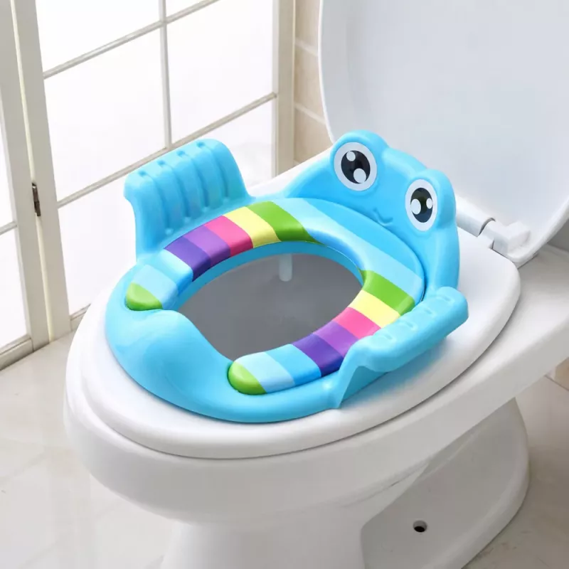 LEAN TOYS Nakładka na sedes dla dzieci Miękkie siedzisko z uchwytami Niebieska