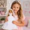 LEAN TOYS Anlily Lalka Panna Młoda w Cekinowej Sukni Ślubnej z Welonem, Bukietem, Tortem, Butami, 29 cm
