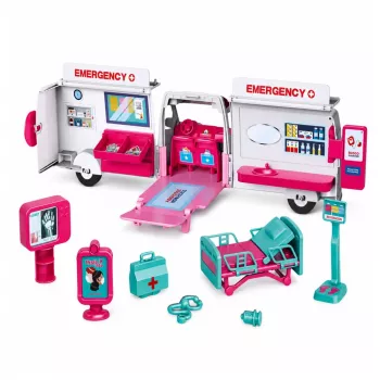LEAN TOYS Składana karetka dla lalek Szpital Mini Akcesoria dla lalek 11 szt.
