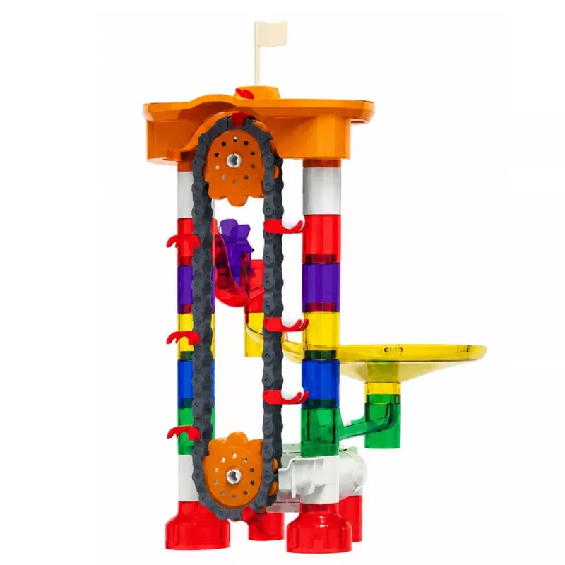 LEAN TOYS Klocki konstrukcyjne Kosmiczny tor dla kulek z tunelami kolorowy 3D 85 szt.
