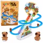 LEAN TOYS Tor zjeżdżalnią Kapibara z ruchomymi schodami, światłem i dźwiękiem - muzyczna zabawka wspinaczkowa dla dzieci 3+