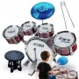 Suprimo K-Drums 1 Dziecięcy zestaw perkusyjny z 5 bębnami, talerzem, stołkiem i pałkami, czerwony