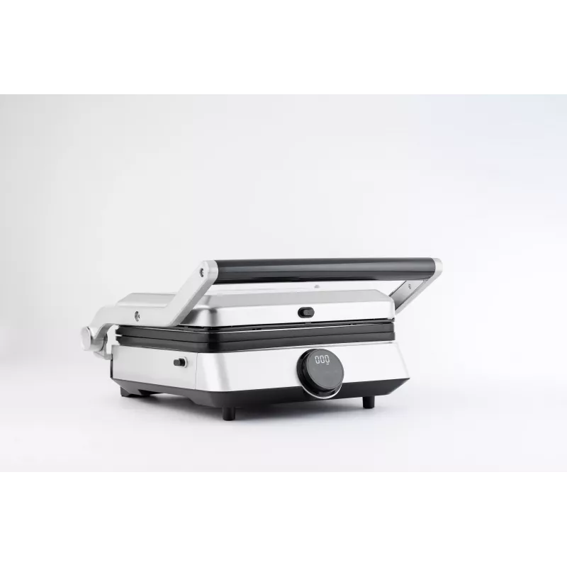 TORNADO TGC-5406-GS Grill kontaktowy – 2000 W, regulowany termostat, otwarcie 180°, srebrny/czarny