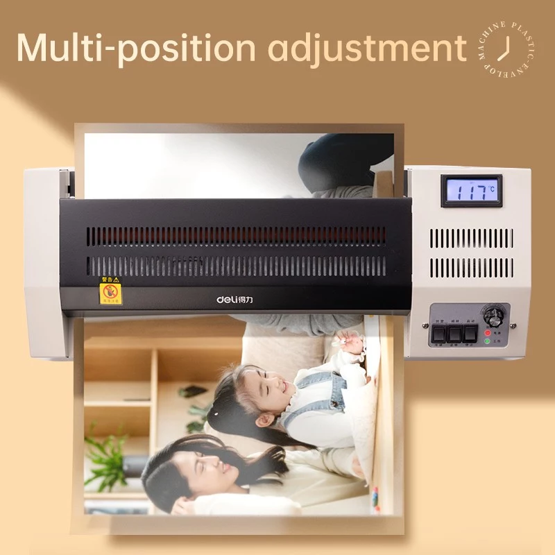 DELI Biurowy laminator E3895-EU A3 | 250 mm/min laminowanie gorącymi wałkami, maks. 125 mikronów, anty-zacięcia, laminowanie na zimno, czarno-srebrny