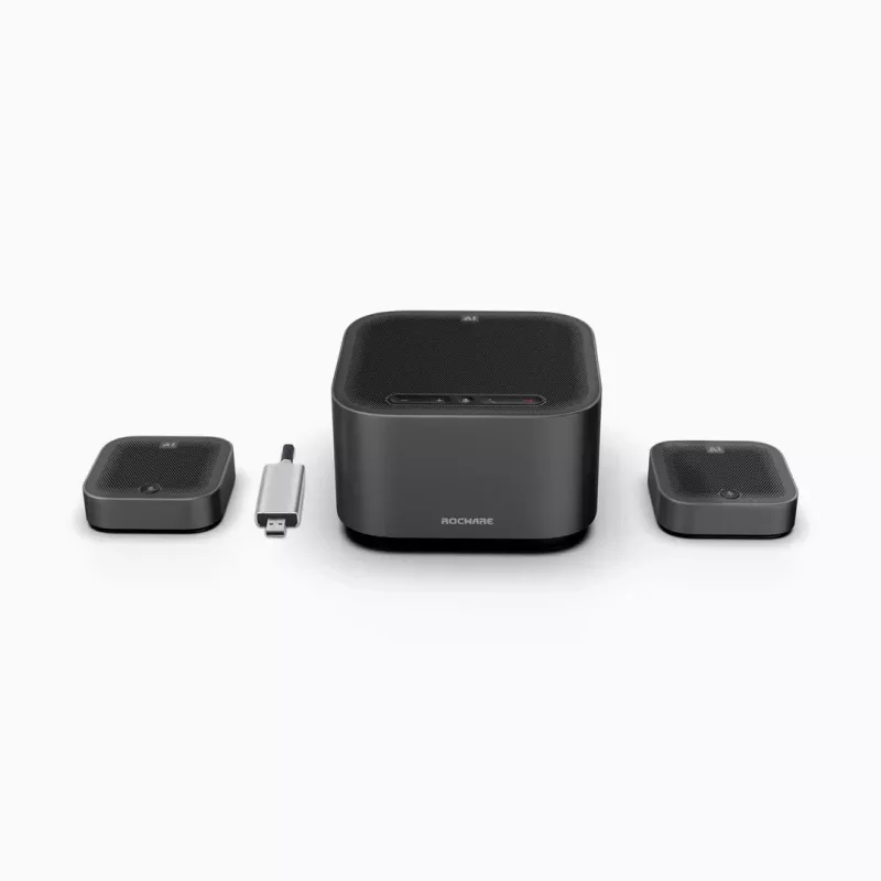 ROCWARE Zestaw konferencyjny do dużych sal A10W 4K UHD USB 3.1 Kamera konferencyjna z podwójnymi mikrofonami stereo, 120° FOV, 4x zoom cyfrowy, USB-C, Plug-and-Play, kompatybilna z Windows, macOS, Chrome OS