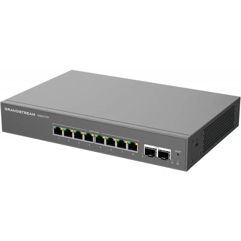 Grandstream GWN7721P Przełącznik zarządzalny Layer 2 Lite 2,5 Gigabit PoE+, 5 portów (4x 2,5G PoE+, 1x 2,5G), budżet 60W, bez wentylatora, zarządzanie chmurowe/sieciowe