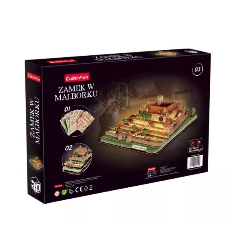 CubicFun 3D Puzzle Zamek w Malborku z Oświetleniem LED - 200 elementów