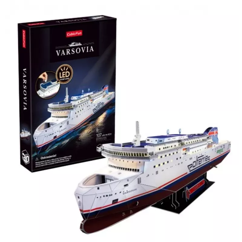 CubicFun 3D Puzzle - Model statku MS Prom Varsovia, 150 elementów, długość po złożeniu 44 cm, średni poziom trudności, wiek 8+