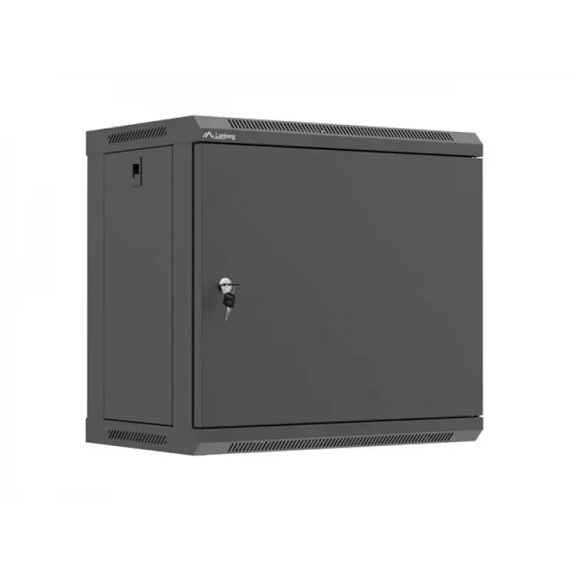 LANBERG WF03-5309-00B Szafa rack ścienna 19 inch 9U 540x350 Czarna, z pełnymi metalowymi drzwiami (w płaskim pakiecie)