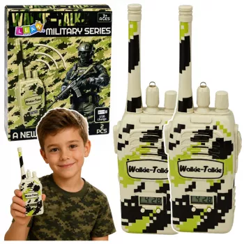 LEAN TOYS Wojskowe Walkie Talkie USB Zasięg 200M Khaki 2 szt.
