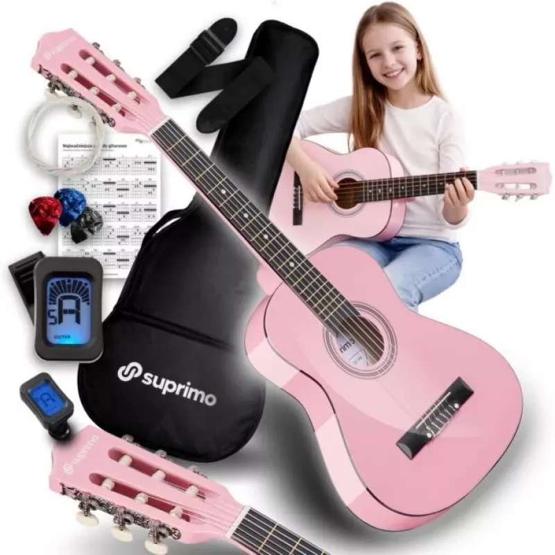 SUPRIMO JRC SET PK Gitara klasyczna 1/4 Różowa z akcesoriami