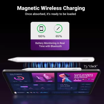 UGREEN LP653 2-w-1 stojak na tablet i telefon z ładowarką bezprzewodową Qi 15W - Biały