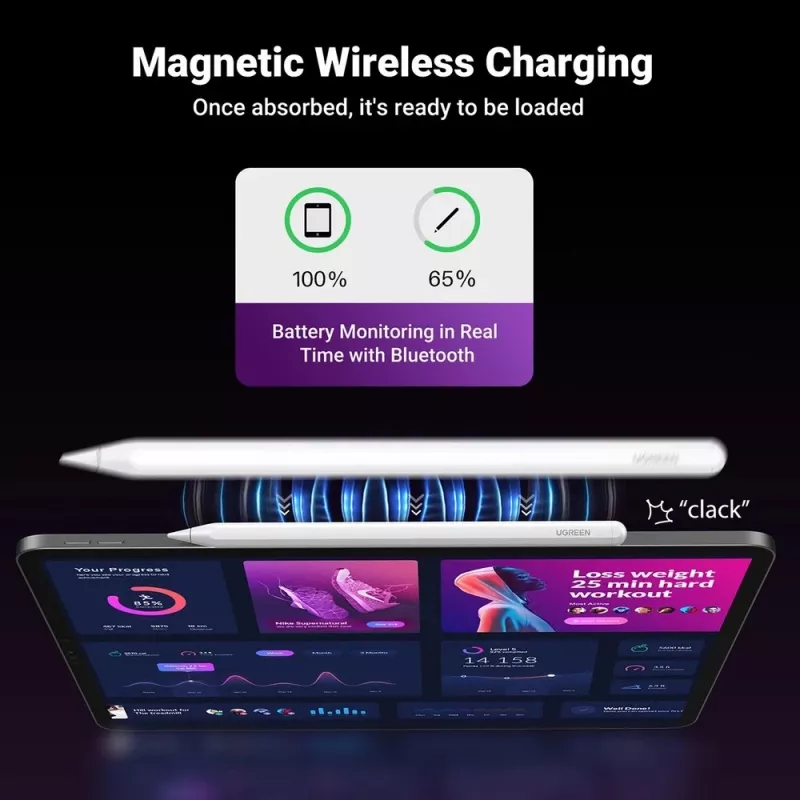 UGREEN LP653 2-w-1 stojak na tablet i telefon z ładowarką bezprzewodową Qi 15W - Biały