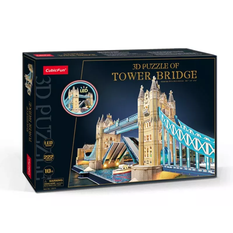 Cubic Fun 3D Puzzle Tower Bridge z podświetleniem LED | 113 elementów | Model architektoniczny