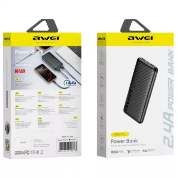 AWEI Power Bank 10000mAh P5K Pro 2xUSB - Czarny