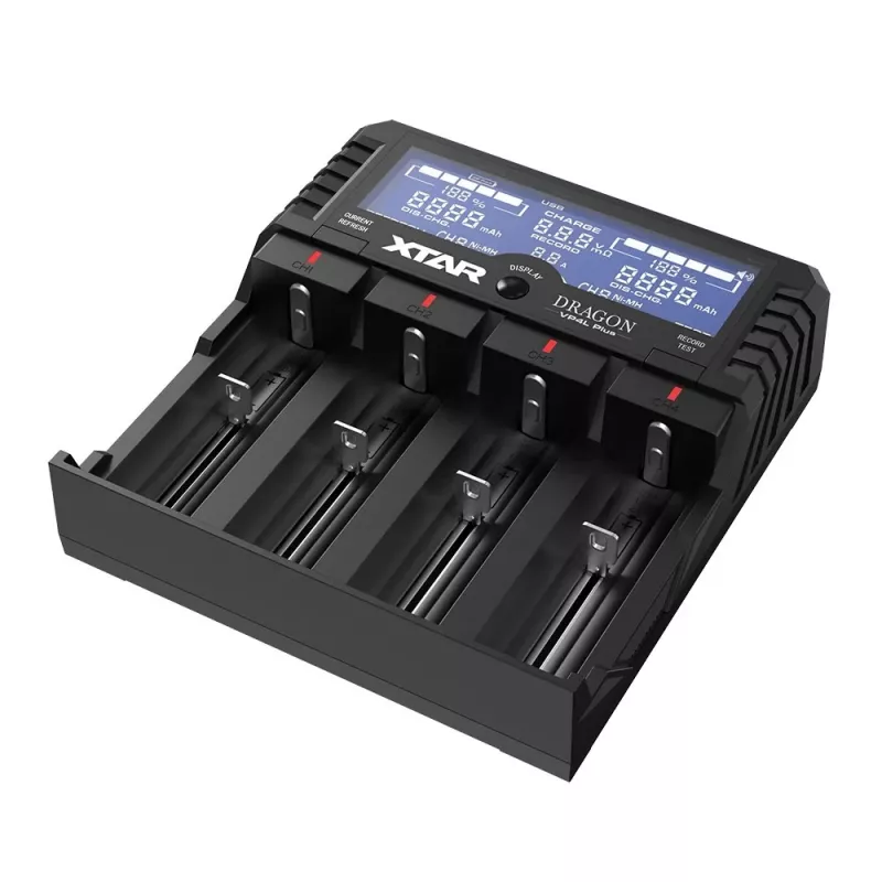 XTAR VP4L Plus 4-slotowa ładowarka do baterii Li-ion/Ni-MH z wyświetlaczem LCD, szybkie ładowanie 2A, funkcja power banku