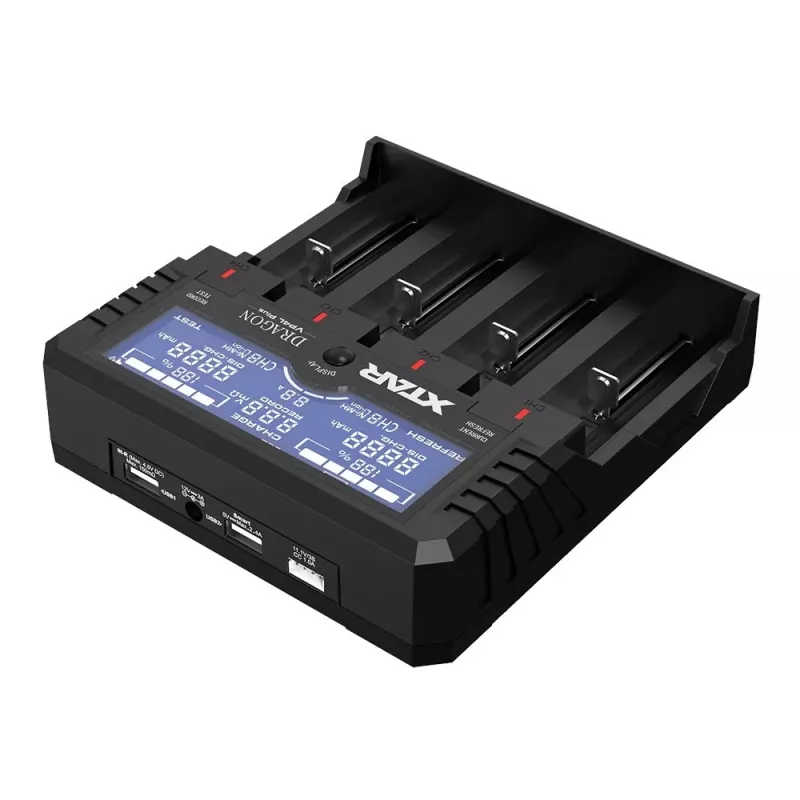 XTAR VP4L Plus 4-slotowa ładowarka do baterii Li-ion/Ni-MH z wyświetlaczem LCD, szybkie ładowanie 2A, funkcja power banku