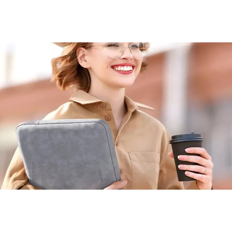 UGREEN Pokrowiec na laptopa 13-13,9 cala szary, skóra PU, magnetyczna podstawka