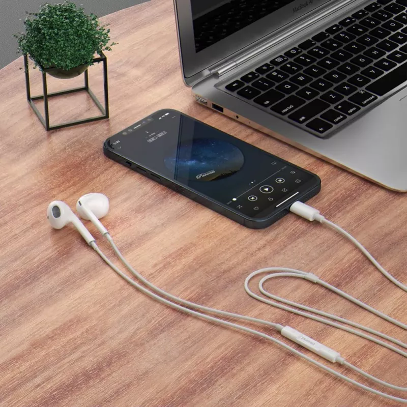 Słuchawki douszne DUDAO X14ProT z złączem USB-C, kabel 1,2 m, białe