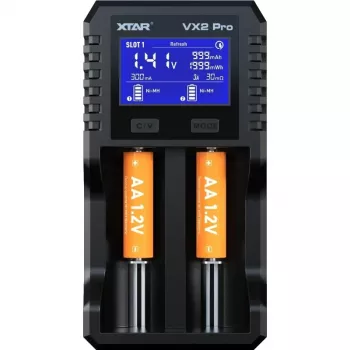 XTAR VX2 PRO KT 2-gniazdowa ładowarka do baterii Li-ion z USB-C QC3.0 i power bankiem