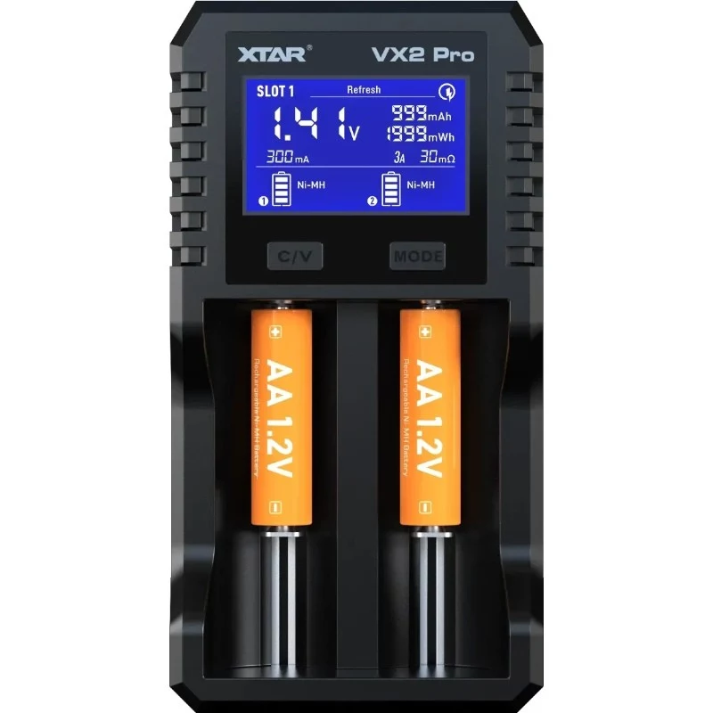 XTAR VX2 PRO KT 2-gniazdowa ładowarka do baterii Li-ion z USB-C QC3.0 i power bankiem