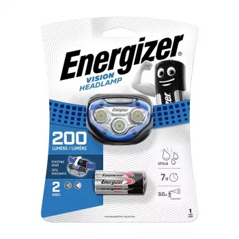 Energizer 326243 LED Opaska na głowę, 200 lumenów, IPX4 odporna na zachlapanie, 3 baterie AAA w zestawie, czarna