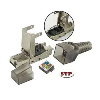 Techly 101911 Cat.6a STP Złącze modułowe RJ45 bez narzędzi, 10G, stop cynku, 22-26 AWG