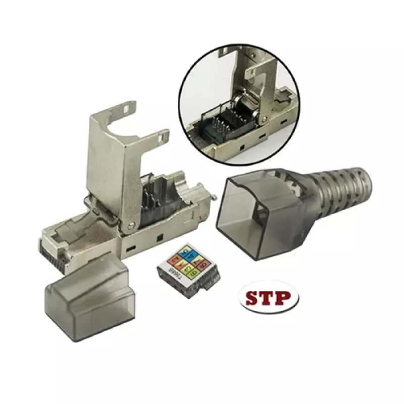 Techly 101911 Cat.6a STP Złącze modułowe RJ45 bez narzędzi, 10G, stop cynku, 22-26 AWG