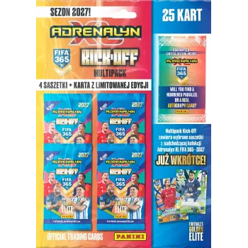 Panini FIFA 365 2027 Adrenalyn XL Karty kolekcjonerskie Multipack Kick off – 6 boosterów + 2 karty limitowane