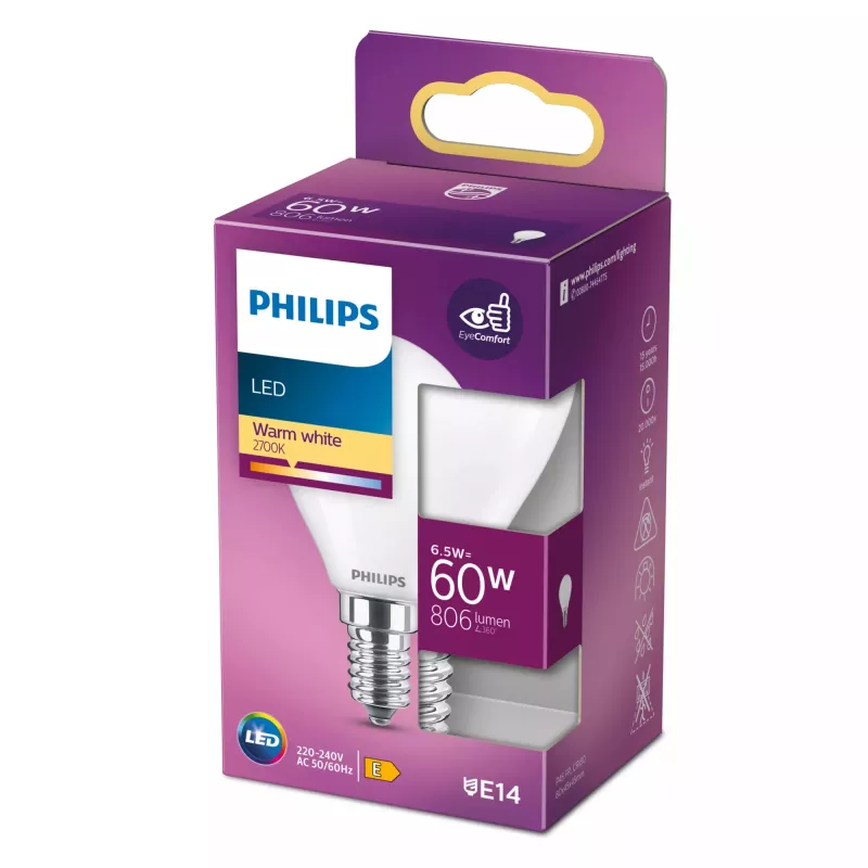 Philips LED Classic 5,5W E14 P45 ciepłobiała 806lm mrożona żarówka (odpowiednik 60W)