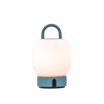KOODUU Ładowana lampa stołowa LOOME Turkusowa z 3-stopniowym ściemniaczem dotykowym, 200 lm Ciepłe białe LED, USB-C, IP44 Odporna na zachlapanie, zintegrowany uchwyt