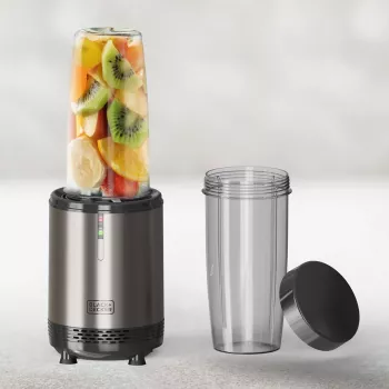BLACK+DECKER ES9120160B Blender osobisty 1000W z 2x butelkami Tritan 600ml i pokrywkami podróżnymi