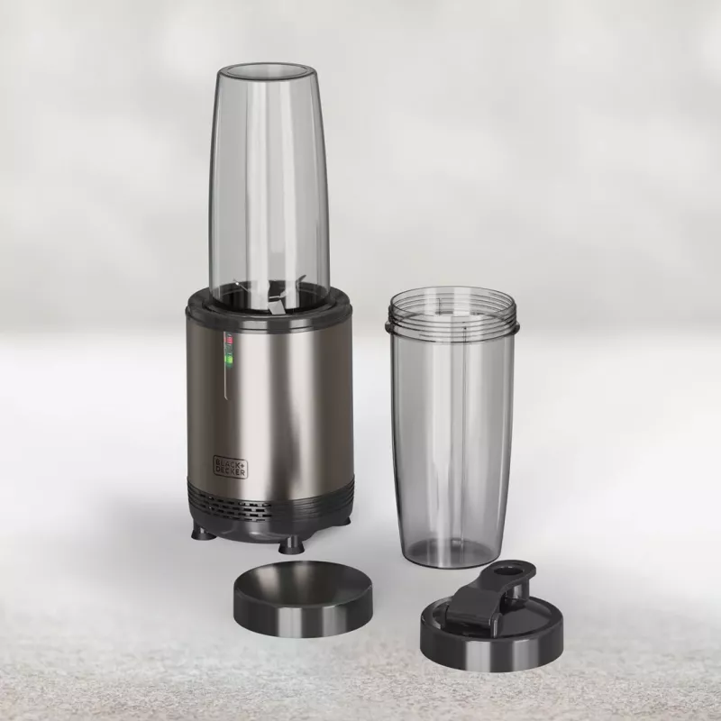 BLACK+DECKER ES9120160B Blender osobisty 1000W z 2x butelkami Tritan 600ml i pokrywkami podróżnymi